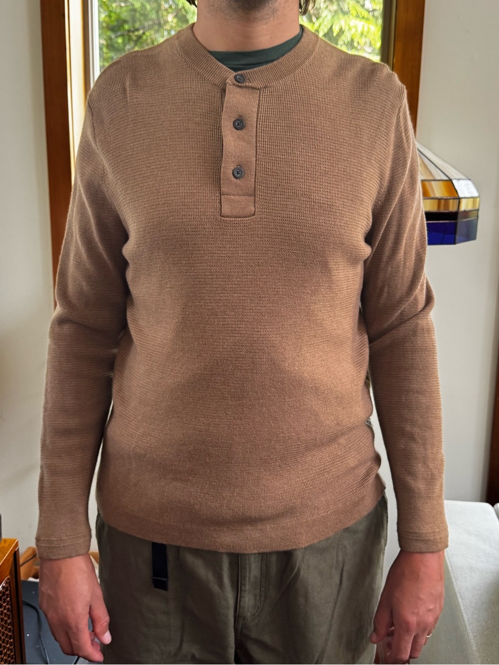 Banana Republic Men's Brown Henley Knit Sweater
